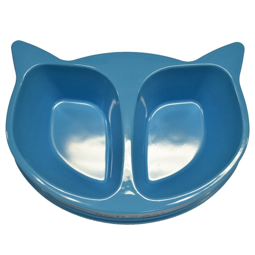 Scream CAT FACE DOUBLE BOWL 2 x 350ml Loud Blue