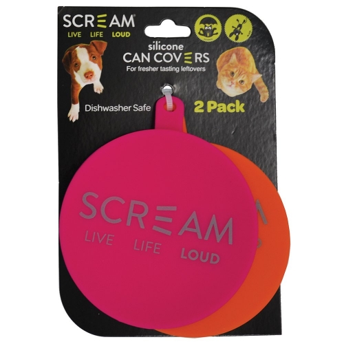 Scream SILICONE PET FOOD CAN COVER 2pk Loud Pink & Orange