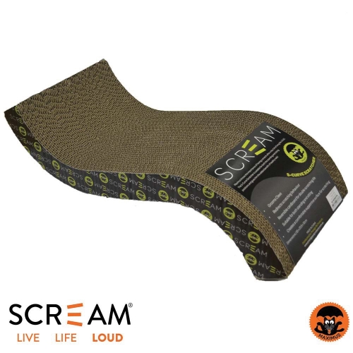 Scream S-CURVE CAT SCRATCHER Loud Green/Black 55x23.5x12cm