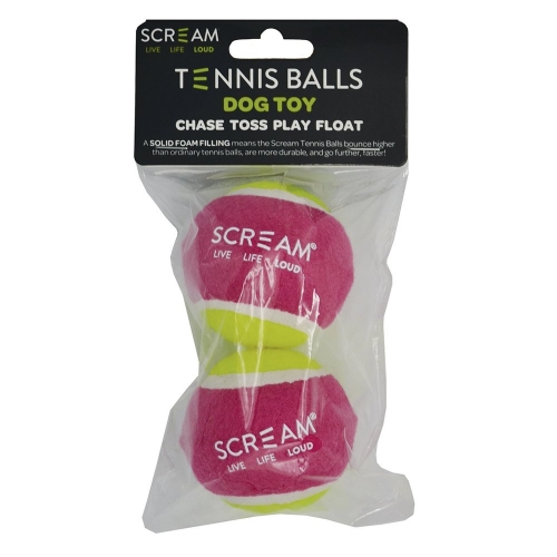 Scream TENNIS BALL Loud Green & Pink 2pk - Medium 6.5cm