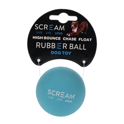 Scream RUBBER BALL DOG TOY Loud Blue 6cm