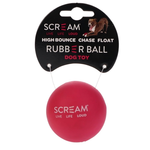 Scream RUBBER BALL DOG TOY Loud Pink 6cm