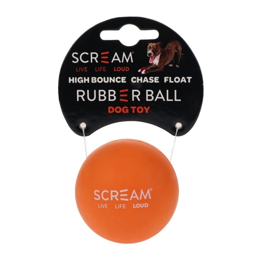 Scream RUBBER BALL DOG TOY Loud Orange 6cm