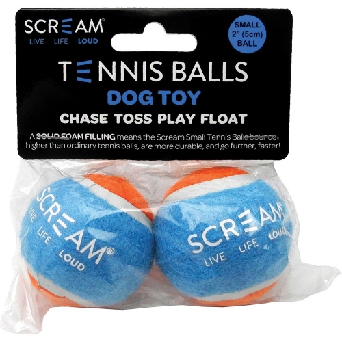 Scream TENNIS BALL Loud Blue & Orange 2pk - Small 5cm
