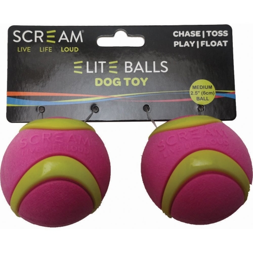 Scream ELITE BALL Loud Green & Pink 2pk - Medium 6.5cm