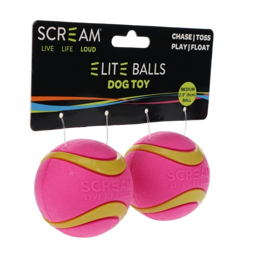 Scream ELITE BALL Loud Green & Pink 2pk - Medium 6.5cm
